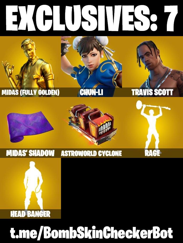 Screen Shot image 2 ترافيس سكوت + 98 جلدًا عتيقًا ونادرًا بحساب فورتنايت بوصول كامل (ميداس الذهبي، تشون-لي وأكثر!) - الكمبيوتر وإكس بوكس 🎤🎮✨