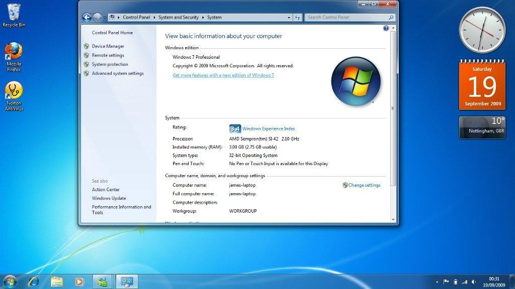 Screen Shot image 0 ويندوز 7 Professional OEM مفتاح SP1
