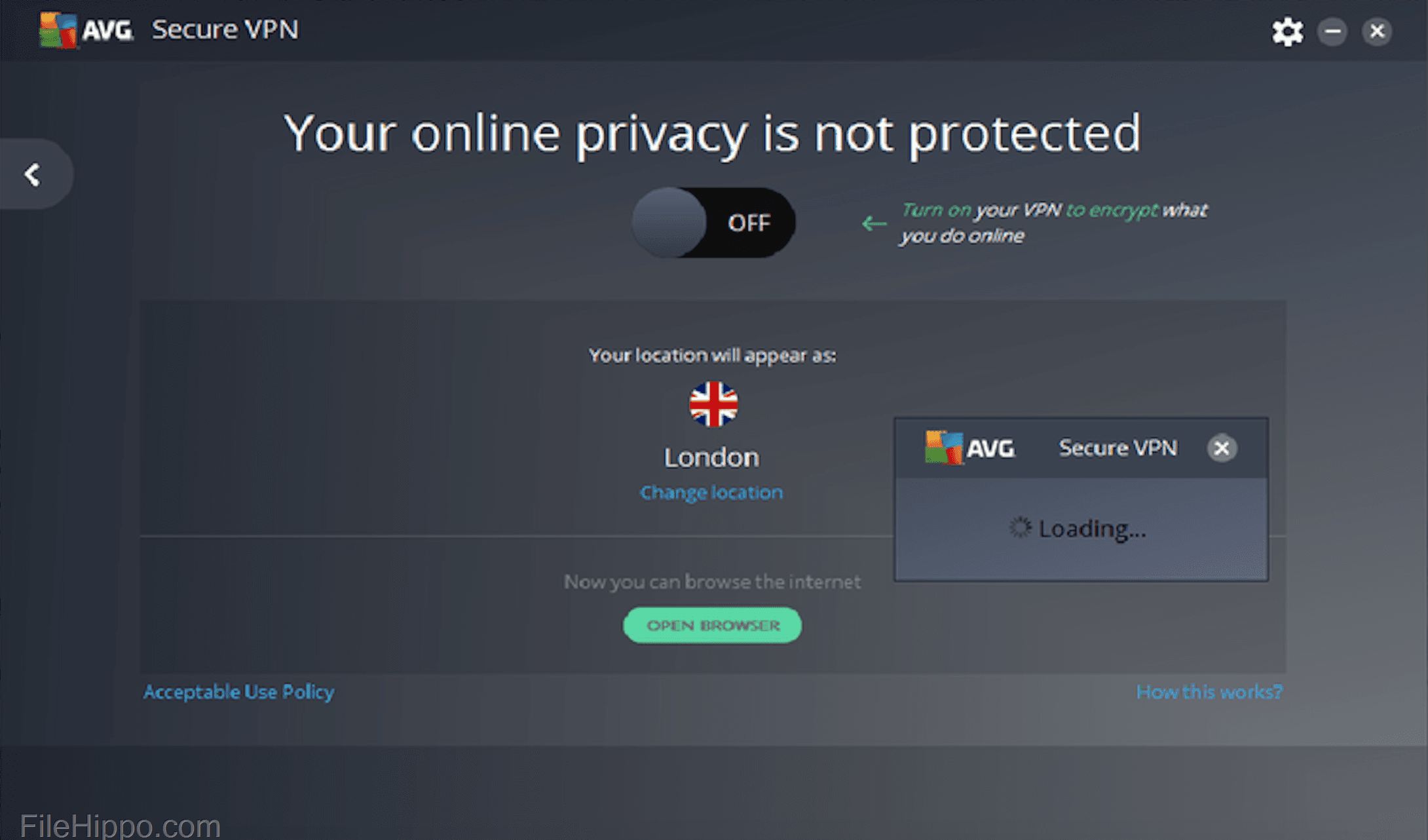 Screen Shot image 0 AVG Secure VPN مفتاح (1 سنه / 5 اجهزة)