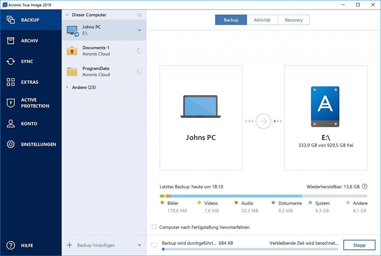 Screen Shot image 0 Acronis True Image 2019 مفتاح (مدى الحياة / 1 جهاز)