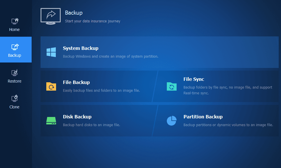Screen Shot image 1 AOMEI Backupper Professional اصدار كود رقمي (مدى الحياة / 1 Server)