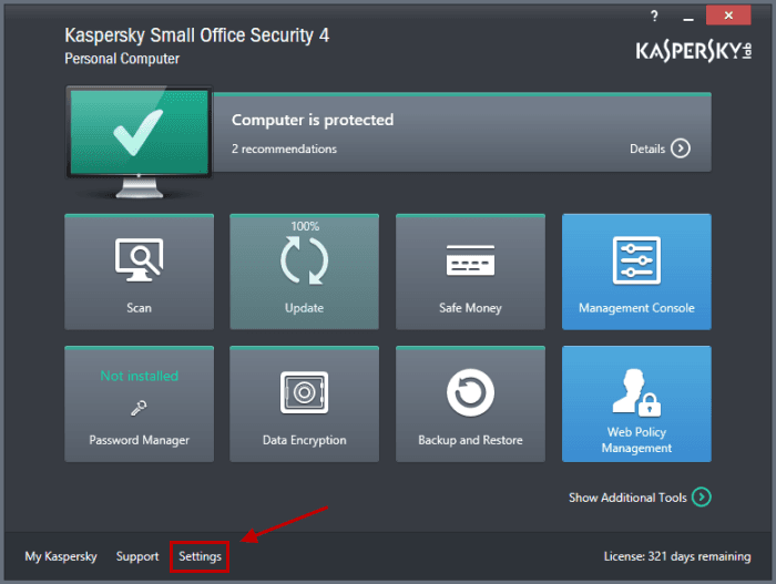 Screen Shot image 0 Kaspersky Small Office Security 2021 (10 اجهزة كمبيوتر مكتبي / 1 Server / 10 Mobile / 1 سنه)