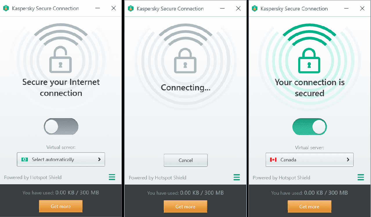 Screen Shot image 2 Kaspersky VPN Secure Connection 2021 مفتاح (1 سنه / 5 اجهزة كمبيوتر مكتبي)