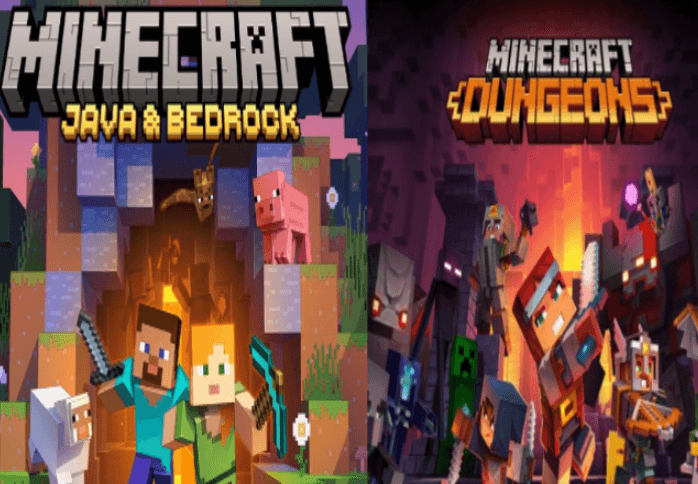 Minecraft: Java & Bedrock اصدار + Minecraft Dungeons For بي سي ويندوز حساب