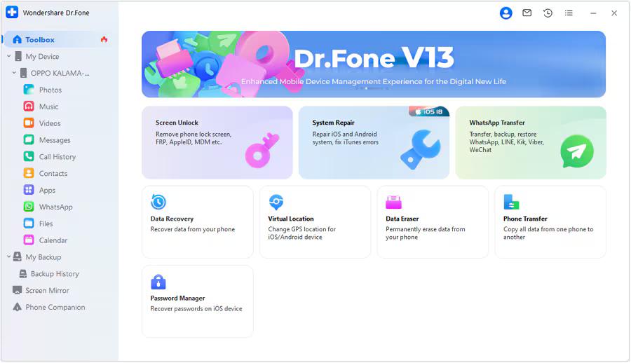 Screen Shot image 3 Wondershare Dr.Fone Full Toolkit كود رقمي (مدى الحياة / 5 اجهزة)