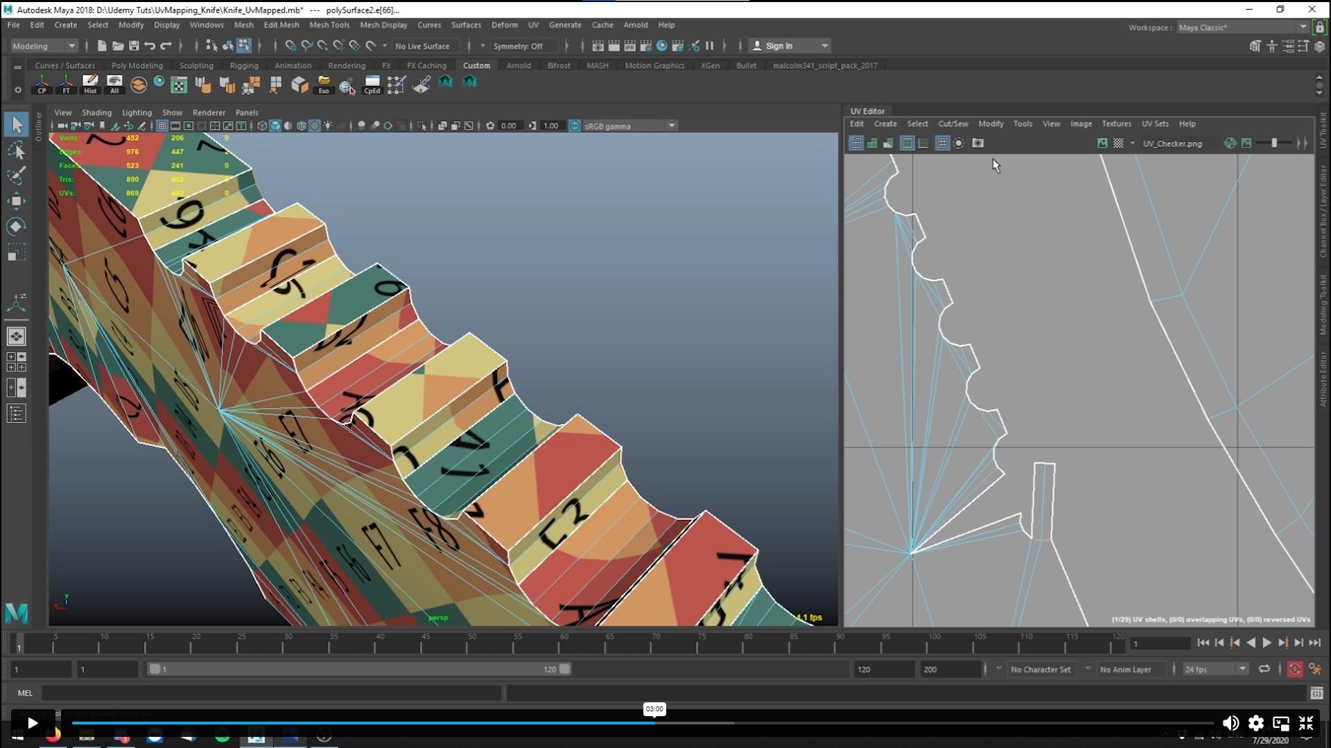 Screen Shot image 1 UV Mapping 3D Knife In Maya Alpha Academy كود