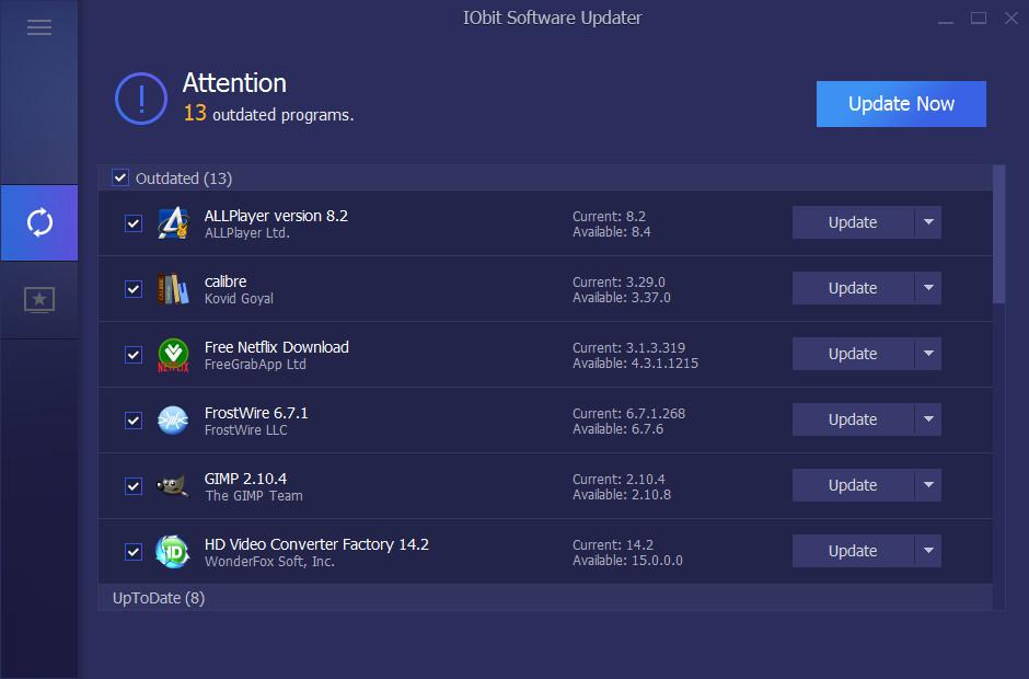 Screen Shot image 1 IObit Software Updater 6 Pro مفتاح (1 سنه / 3 اجهزة كمبيوتر مكتبي)