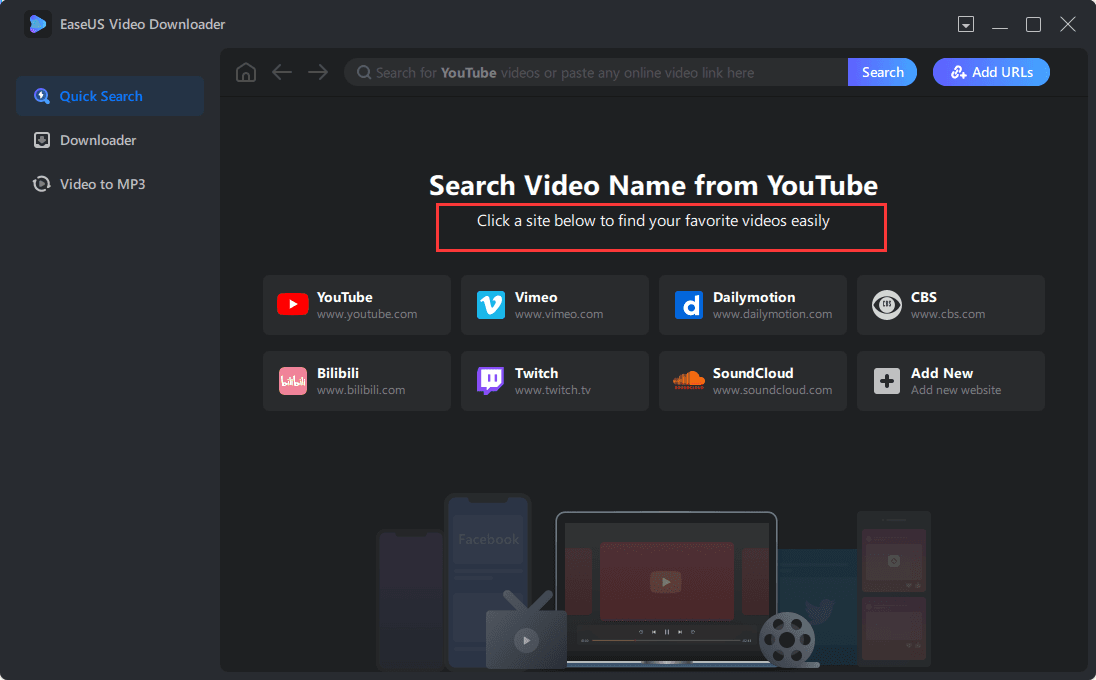 Screen Shot image 1 EaseUS Video Downloader مفتاح (1 سنه / 1 بي سي)