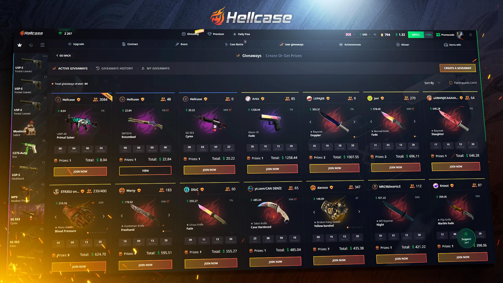 Screen Shot image 5 Hellcase.Com 50 USD Wallet بطاقة كود