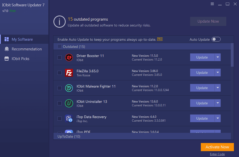 Screen Shot image 0 IObit Software Updater 7 Pro مفتاح (1 سنه / 3 اجهزة كمبيوتر مكتبي)