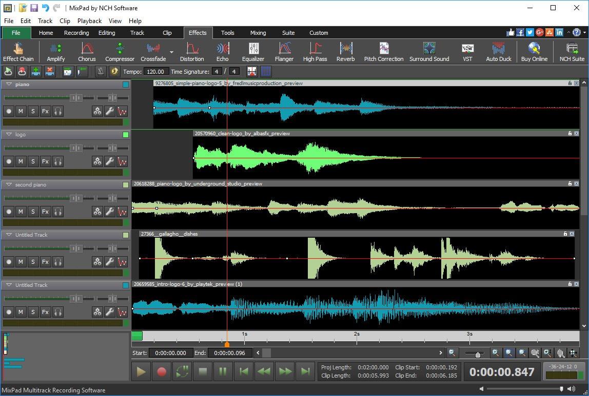 Screen Shot image 1 NCH: MixPad Multitrack Recording مفتاح (مدى الحياة / 1 بي سي)