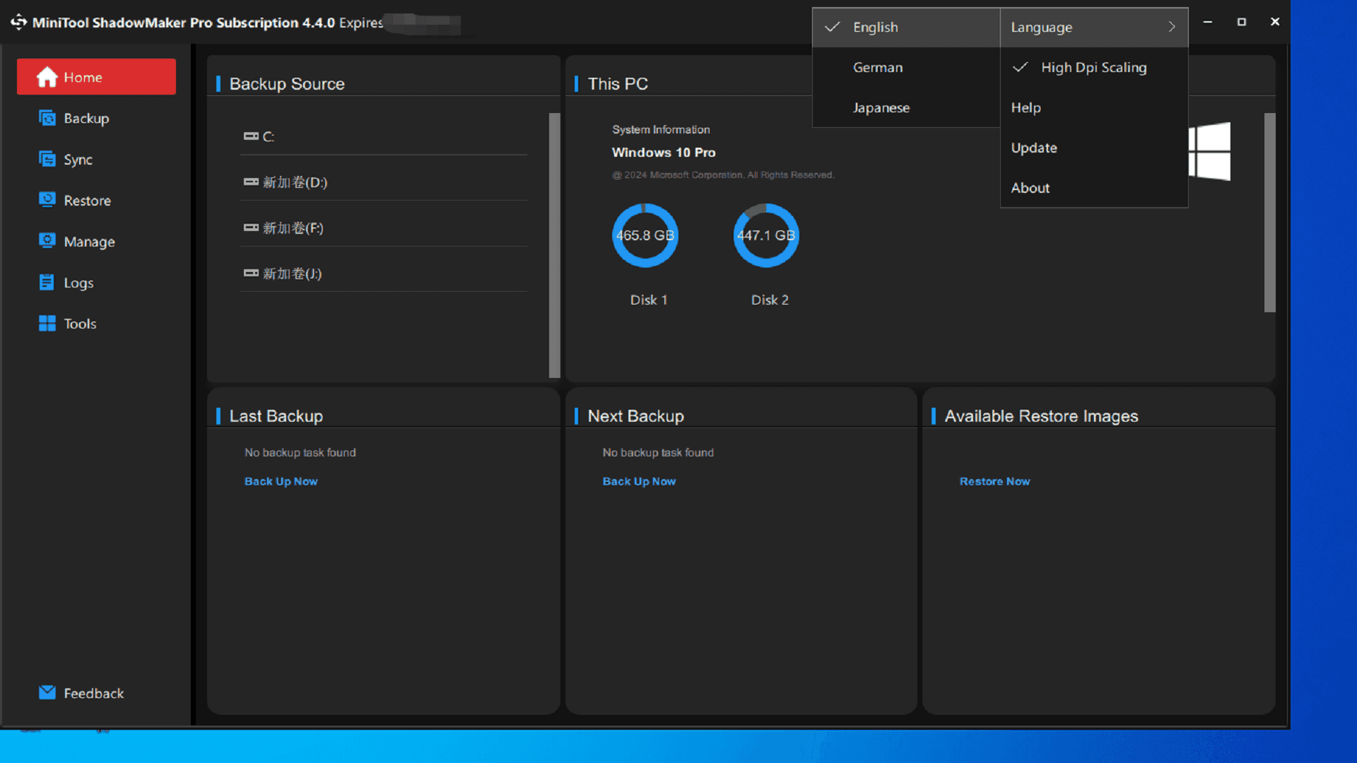 Screen Shot image 0 MiniTool ShadowMaker Pro رخصة (1 سنه /2 اجهزة)