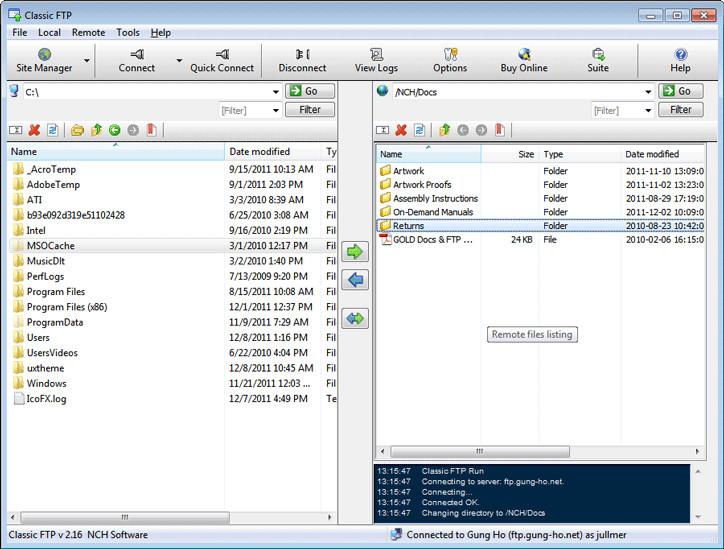 Screen Shot image 0 NCH: Classic FTP File Transfer مفتاح