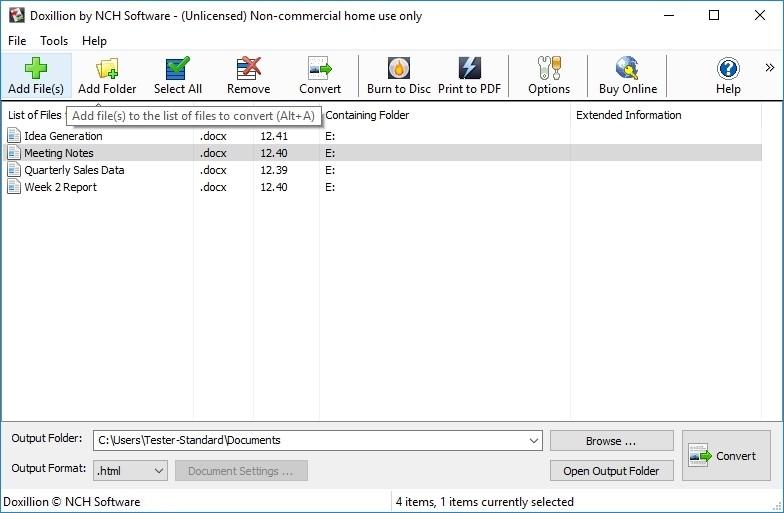 Screen Shot image 1 NCH: Doxillion Document Converter مفتاح (مدى الحياة / 1 بي سي)