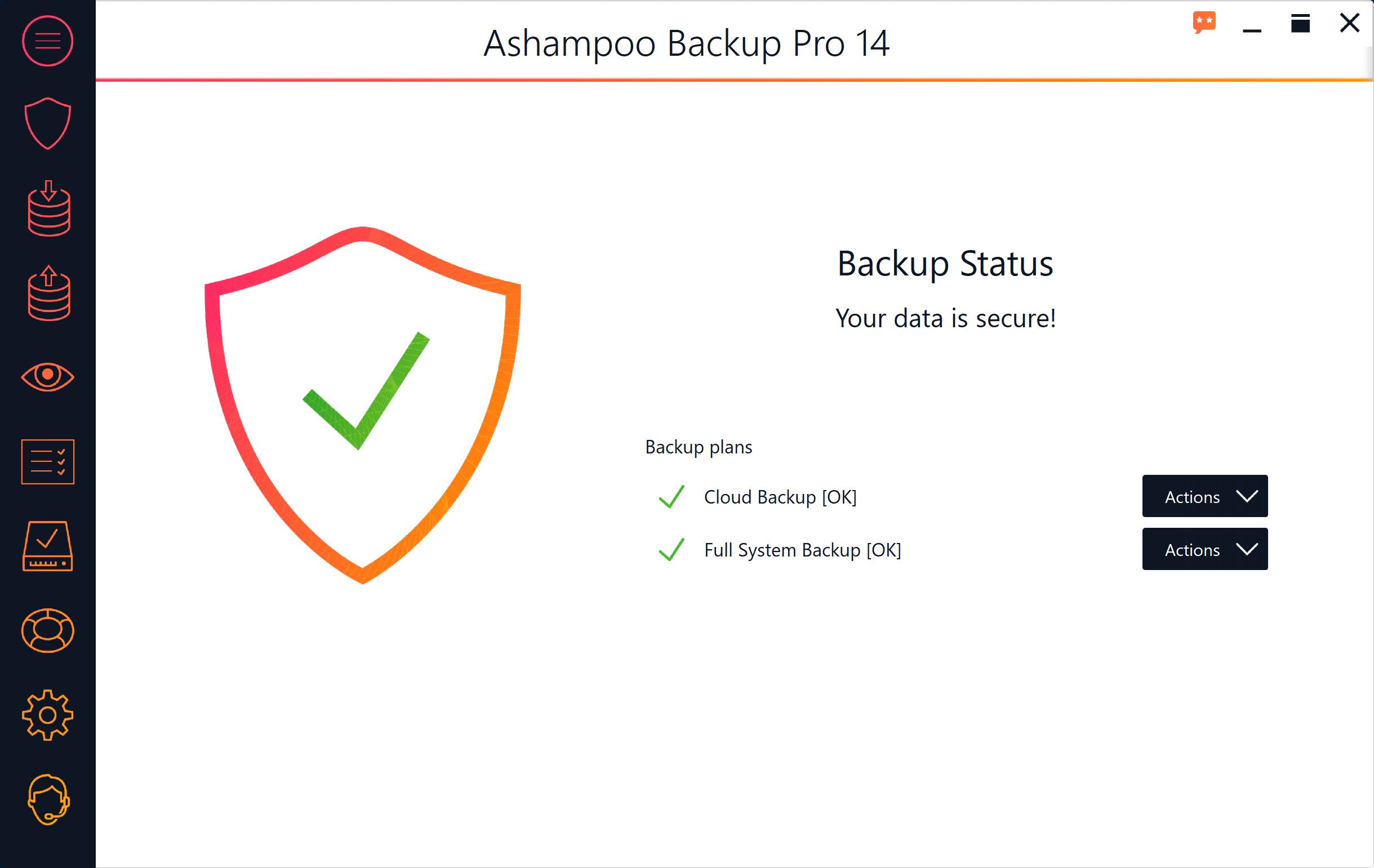 Screen Shot image 1 Ashampoo BackUp Pro 14 Activation مفتاح