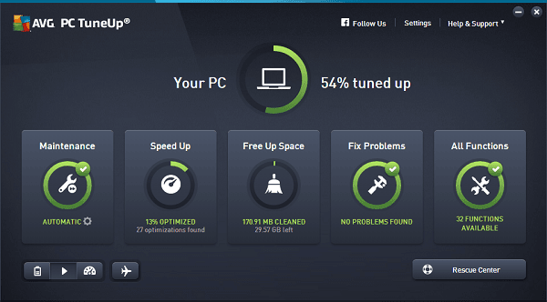 AVG بي سي TuneUp 2020 مفتاح (1 سنه / 5 اجهزة كمبيوتر مكتبي)