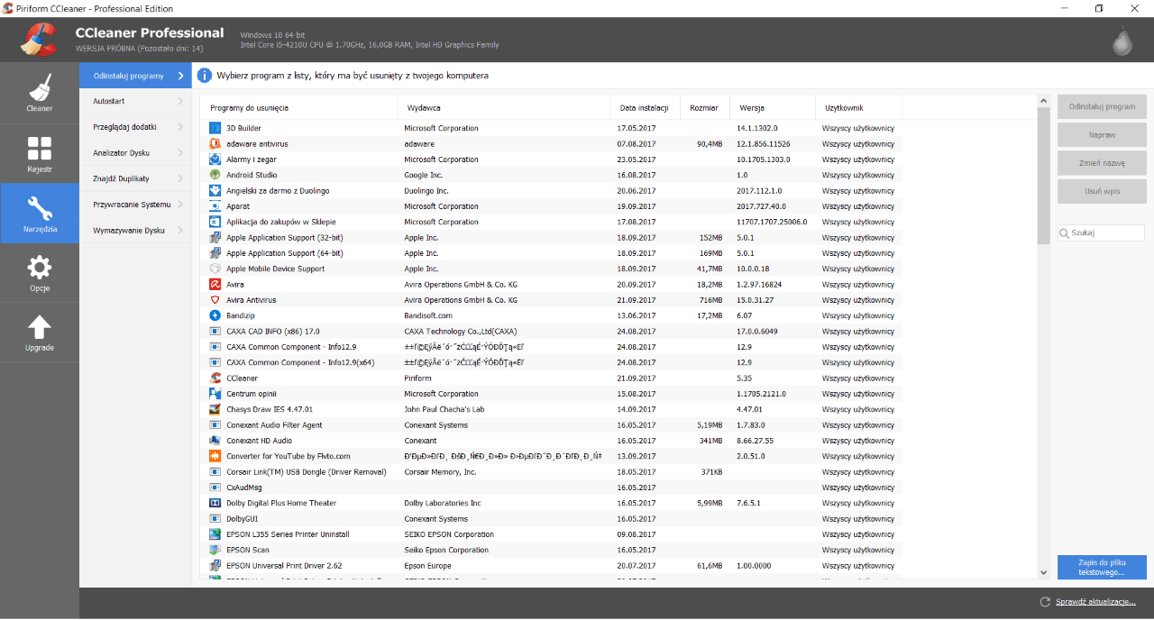 CCleaner Professional (مدى الحياة / 1 بي سي)