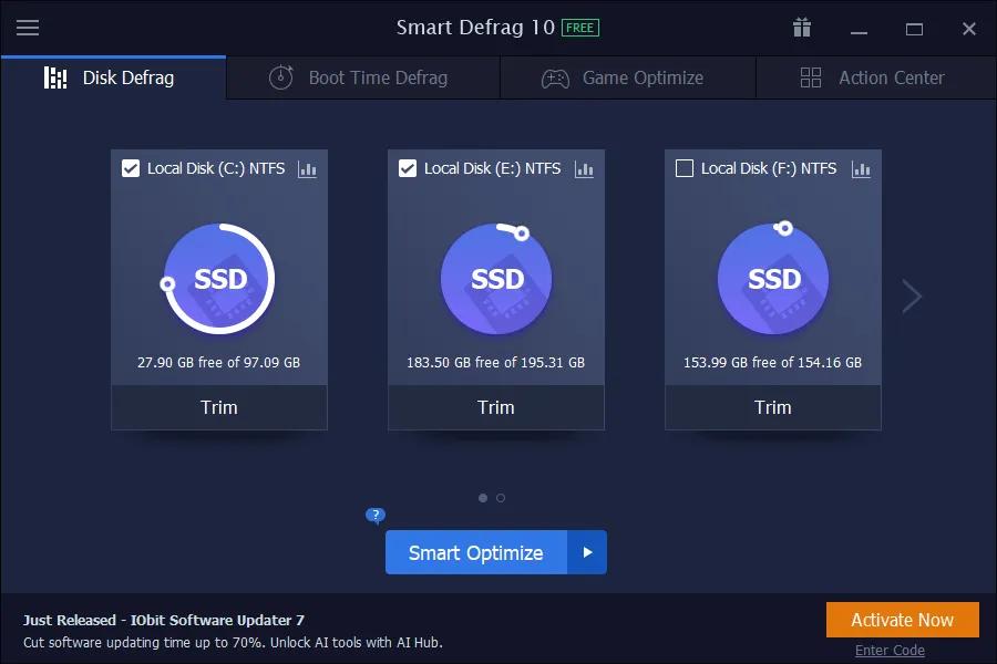 IObit Smart Defrag 10 Pro مفتاح (1 سنه / 3 اجهزة كمبيوتر مكتبي)