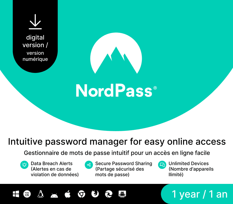 NordPass بريميوم كندا مفتاح (1 سنه / Unlimited اجهزة)