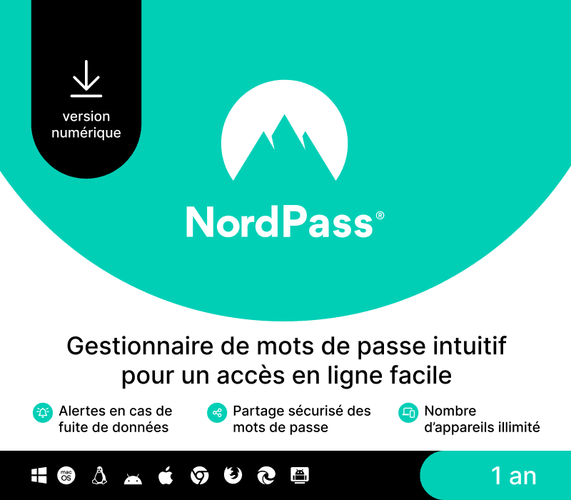 NordPass بريميوم FR مفتاح (1 سنه / Unlimited اجهزة)