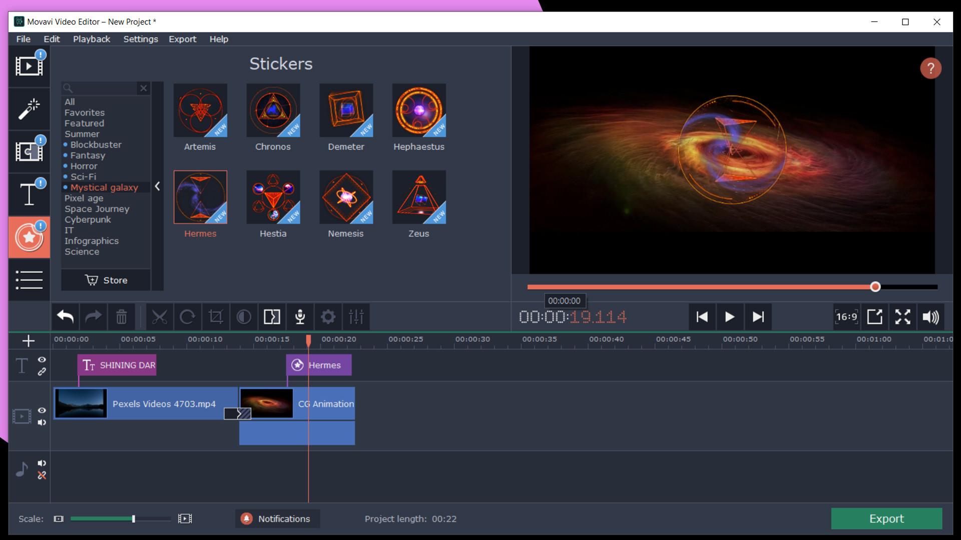 Movavi Video Editor بلس 2020 - Mystical Galaxy Pack DLC ستيم كود رقمي