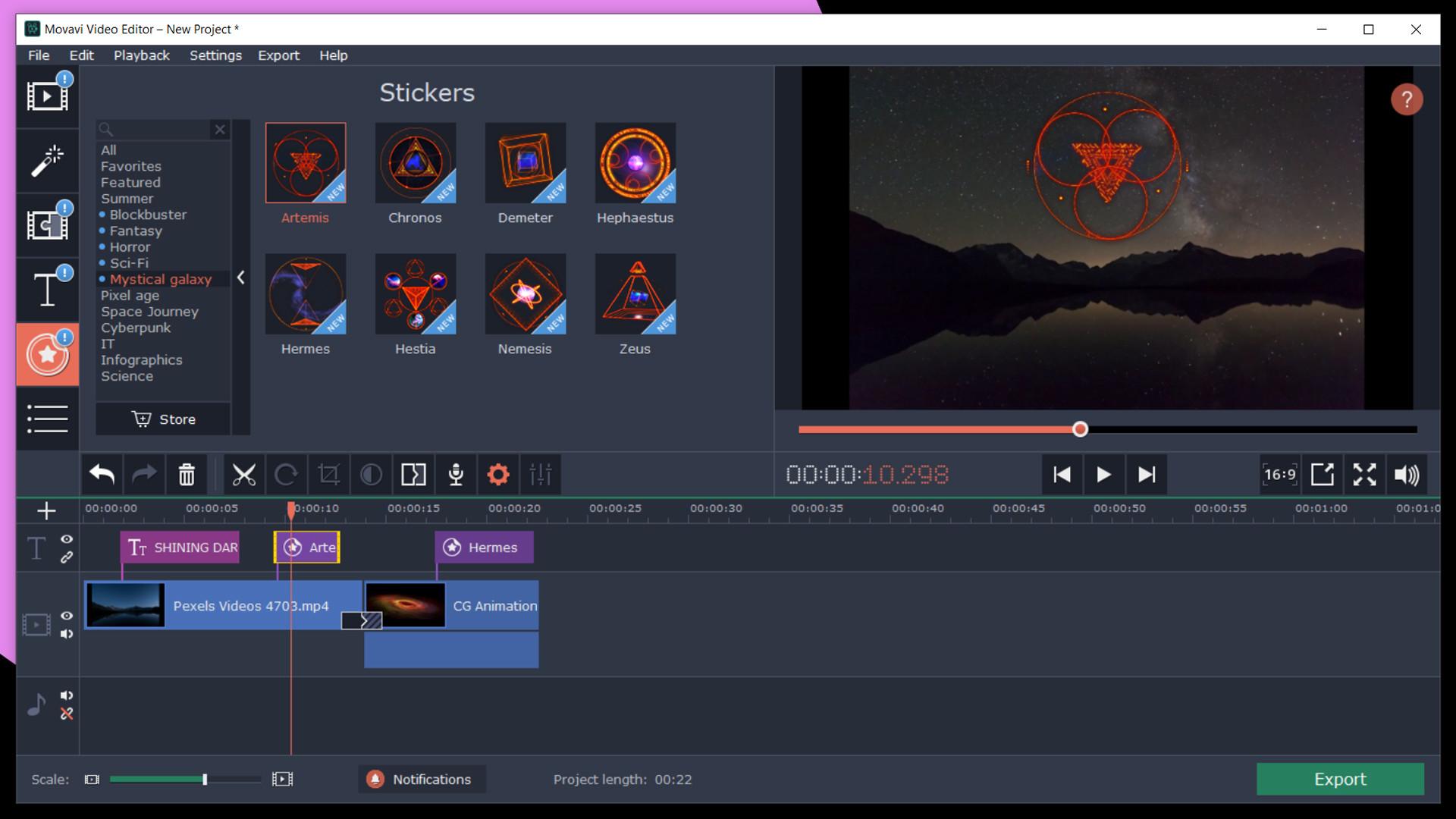 Movavi Video Editor بلس 2020 - Mystical Galaxy Pack DLC ستيم كود رقمي