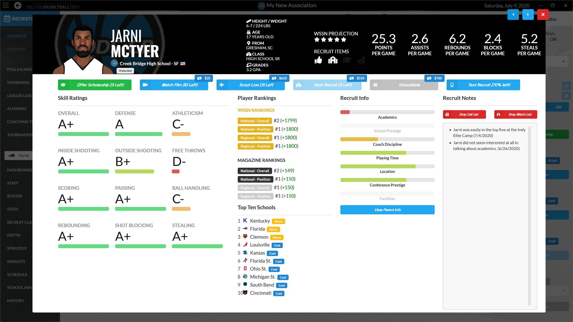 Draft Day Sports: College Basketball 2021 ستيم حساب